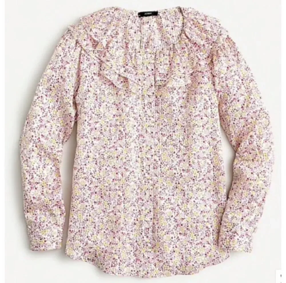 J. Crew Ruffle Viscose Blouse Field Day Small